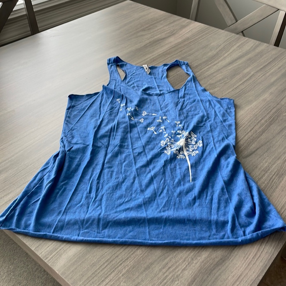 Blue Racerback Dandelion Tank